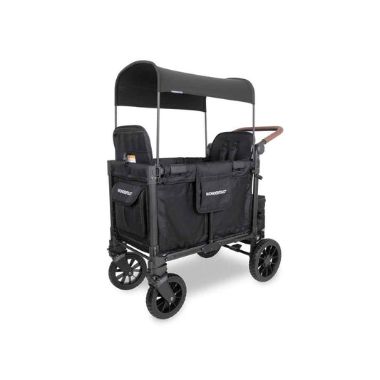 WONDERFOLD W2 Luxe Pro – Cochecito Vagón para 2 Asientos, Plegable, Toldo UV y Arnés de 5 Puntos