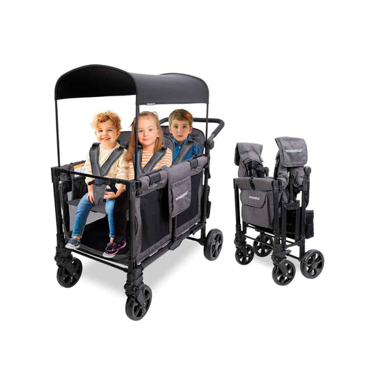 WonderFold W4 Elite Pro – Cochecito Wagon para 4 Plazas, Marco de Aluminio, Toldo UV y Arnés de 5 Puntos