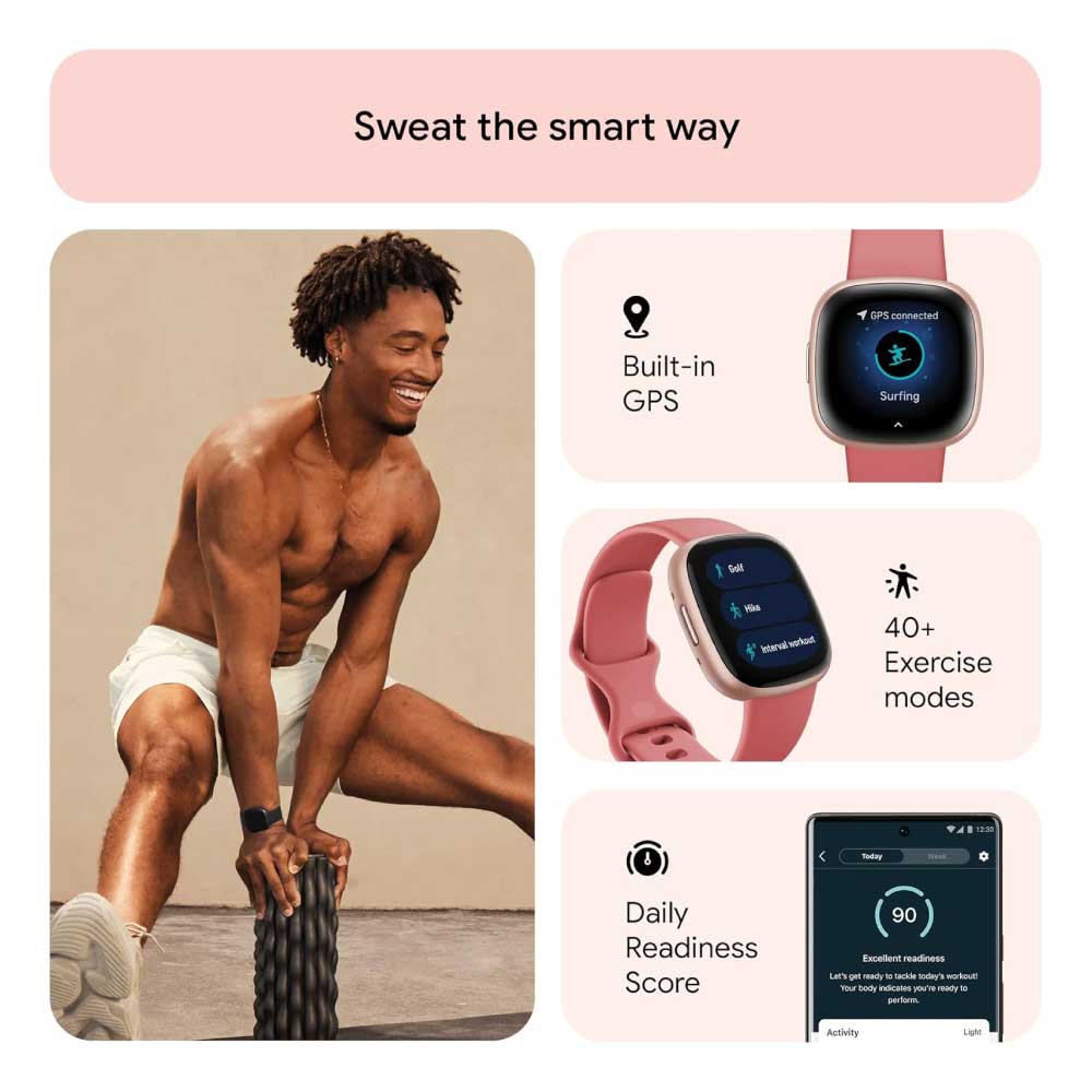 Reloj inteligente con preparación diaria, GPS, frecuencia cardíaca 24/7 - Fitbit Versa 4 Fitness